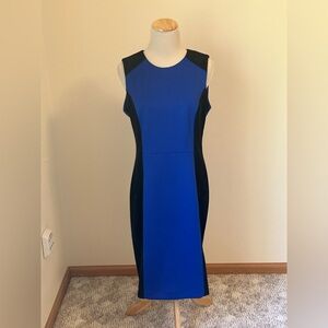Calvin Klein Blue Scuba Faux Suede Sleeveless Dress Size 10